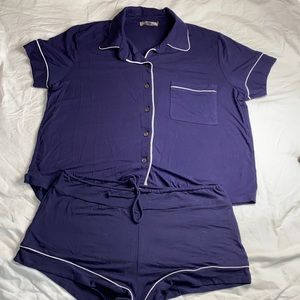 Naked Princess Navy Jersey PJ Set Top and Shorts